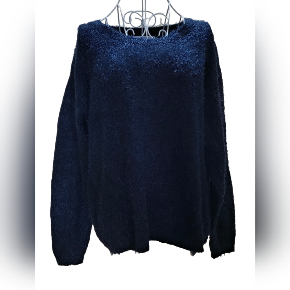 Women's Soft Fuzzy Navy Sweater
